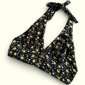 Urban Outfitters Out From Under Black Floral Crop Top Bralette Halter Tie Small